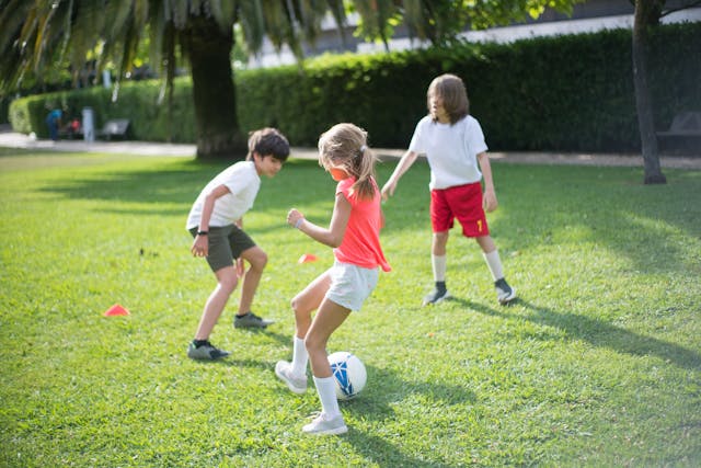 Kids play football