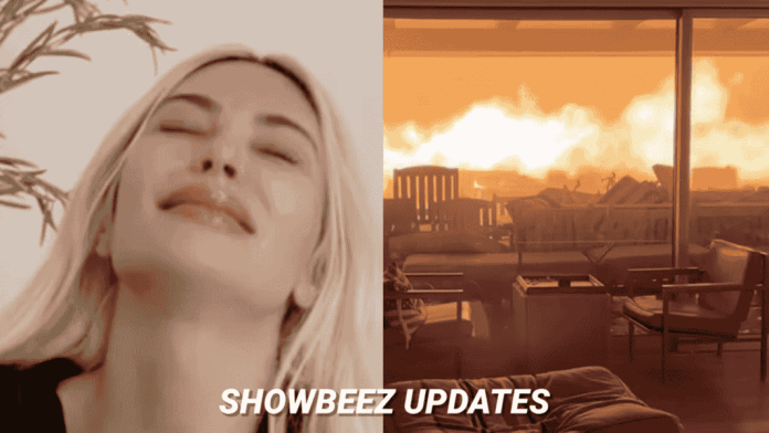 Kim Kardashian crying as a wildfire rages dangerously close to her home