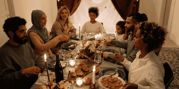 Foster family gathered for a warm holiday celebration